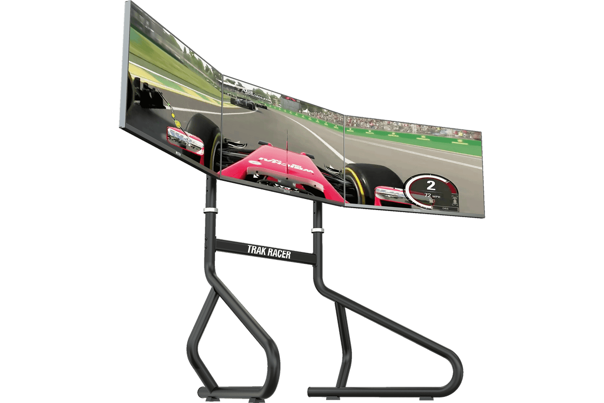 Freestanding Triple (3) Monitor Stand – 32" to 45" Displays for Sim Racing, Flight Simulation & Truck Simulators