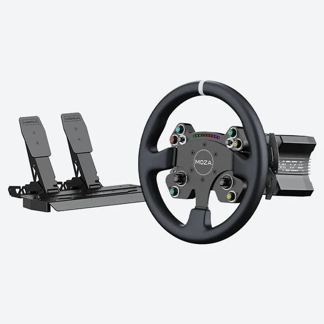 MOZA R9 CS direct drive wheelbase with CS V2P wheel and SR-P Lite pedals