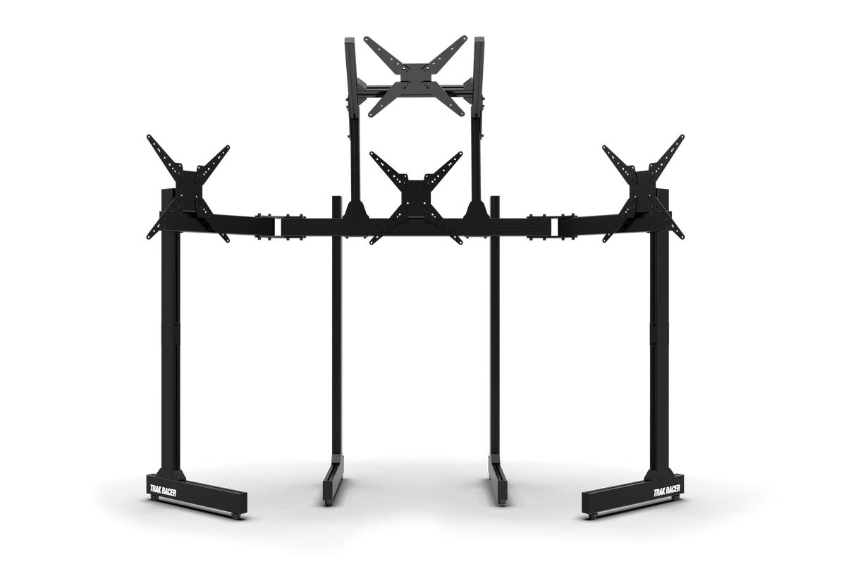 Freestanding Quad (4) Monitor Stand with Extra Leg Supports – Up to 55" Displays for Sim Racing, Flight Simulation & Truck Simulators