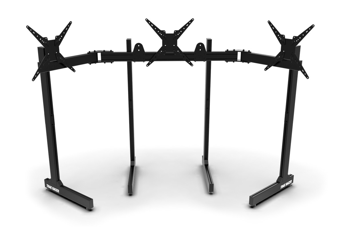 Freestanding Triple (3) Monitor Stand with Extra Leg Supports – Up to 55" Displays for Sim Racing, Flight Simulation & Truck Simulators
