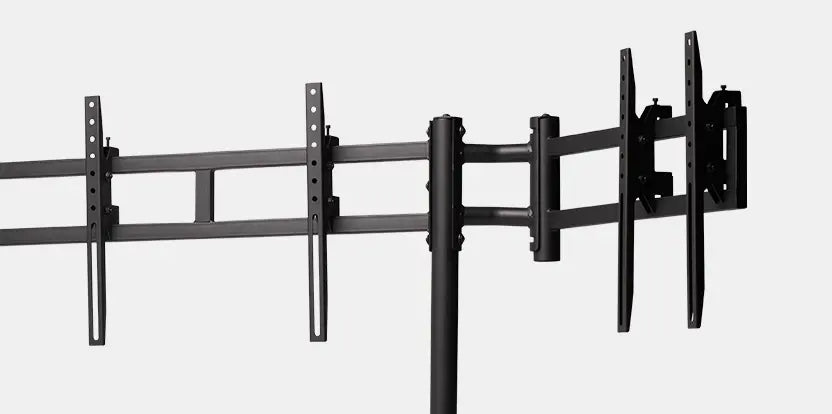 Round Tube Freestanding Triple Monitor Stand