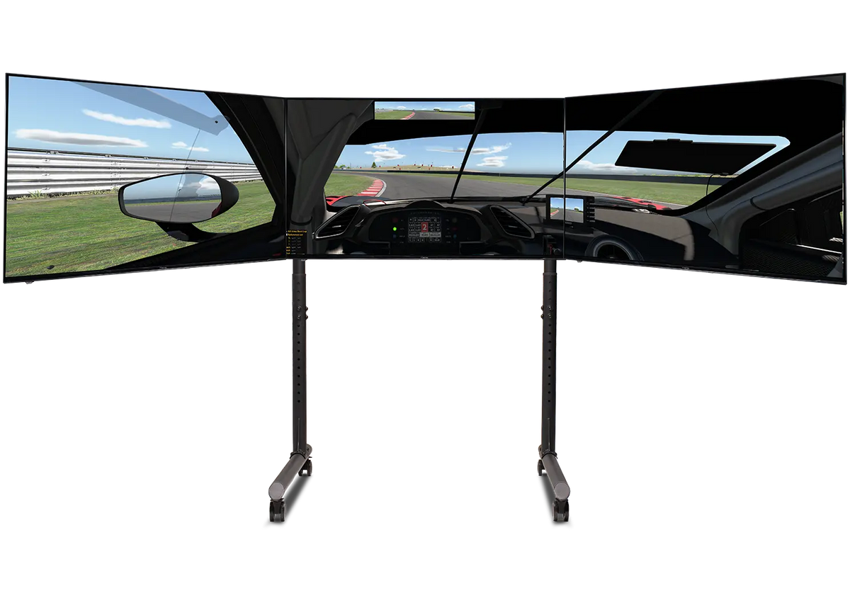 Round Tube Freestanding Triple Monitor Stand