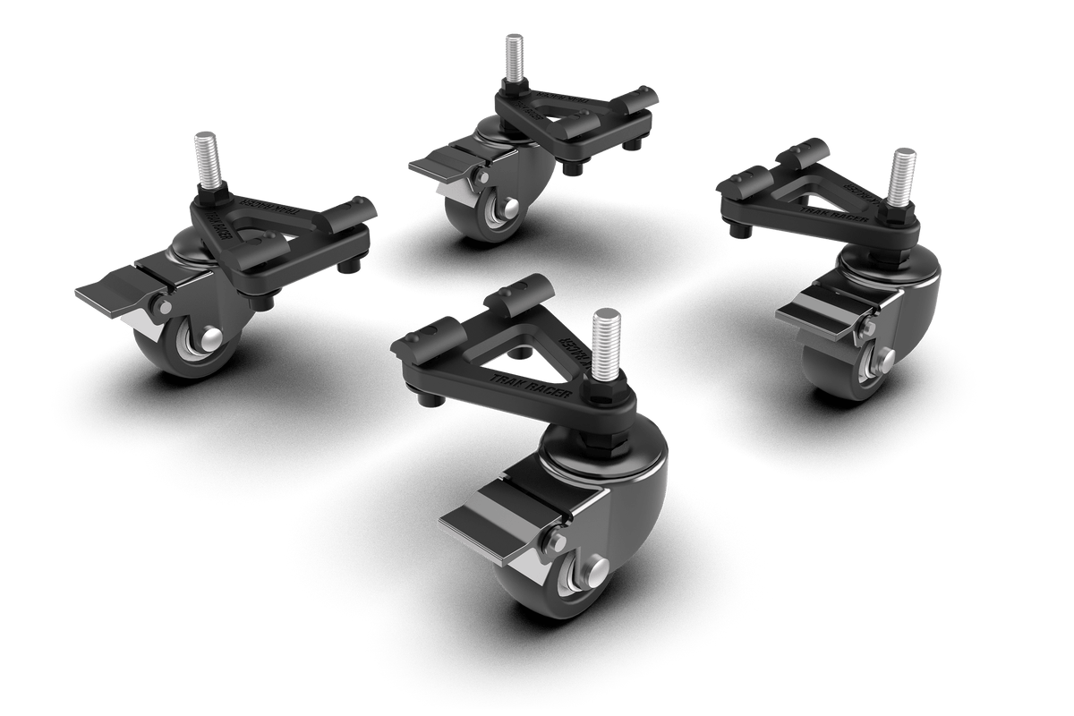 Universal Commercial-Grade Caster Wheels with Brake and Mounting Brackets for Aluminum Extrusion Cockpits