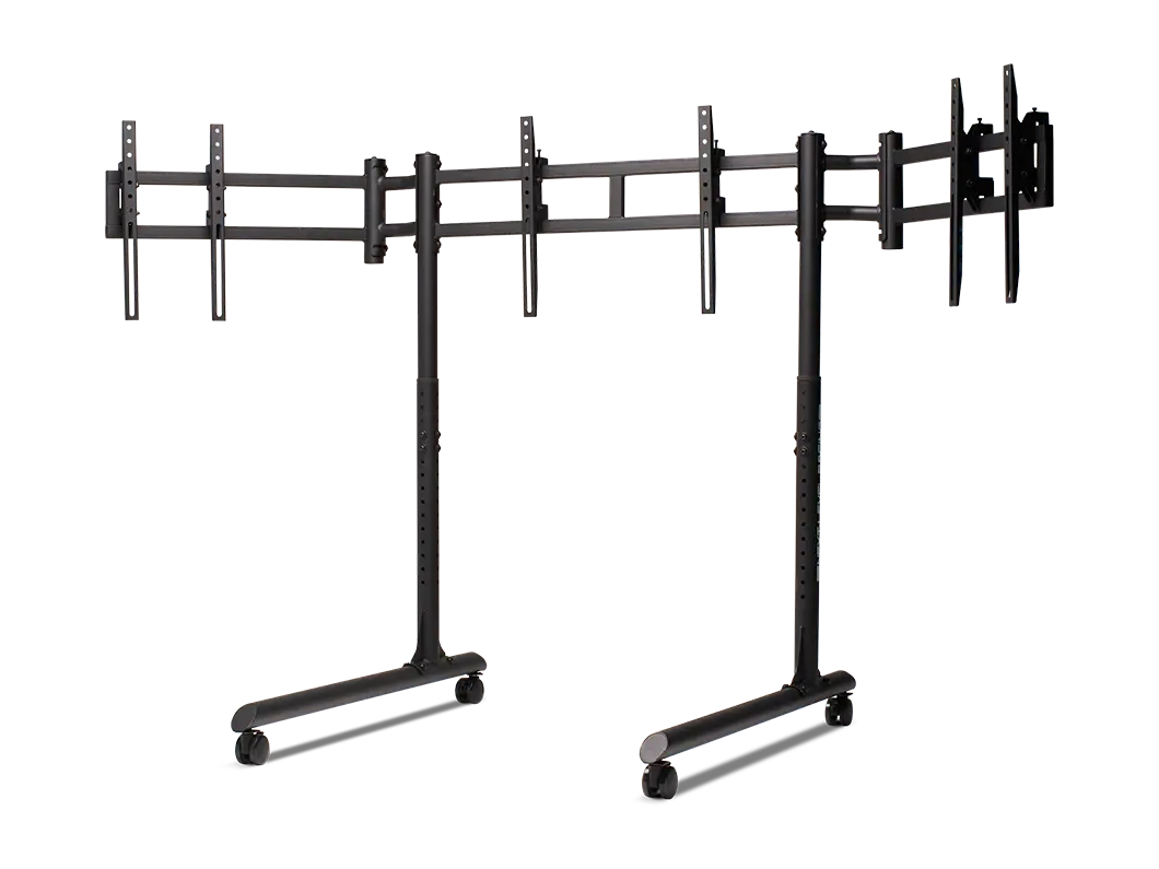 Round Tube Freestanding Triple Monitor Stand