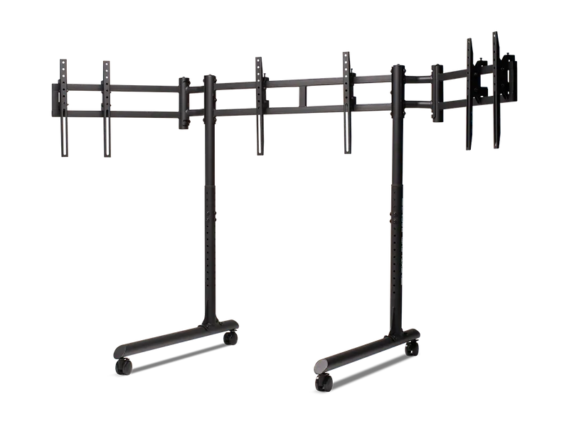 Round Tube Freestanding Triple Monitor Stand